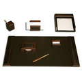 Walnut 7 Piece Wood & Leather Desk Set